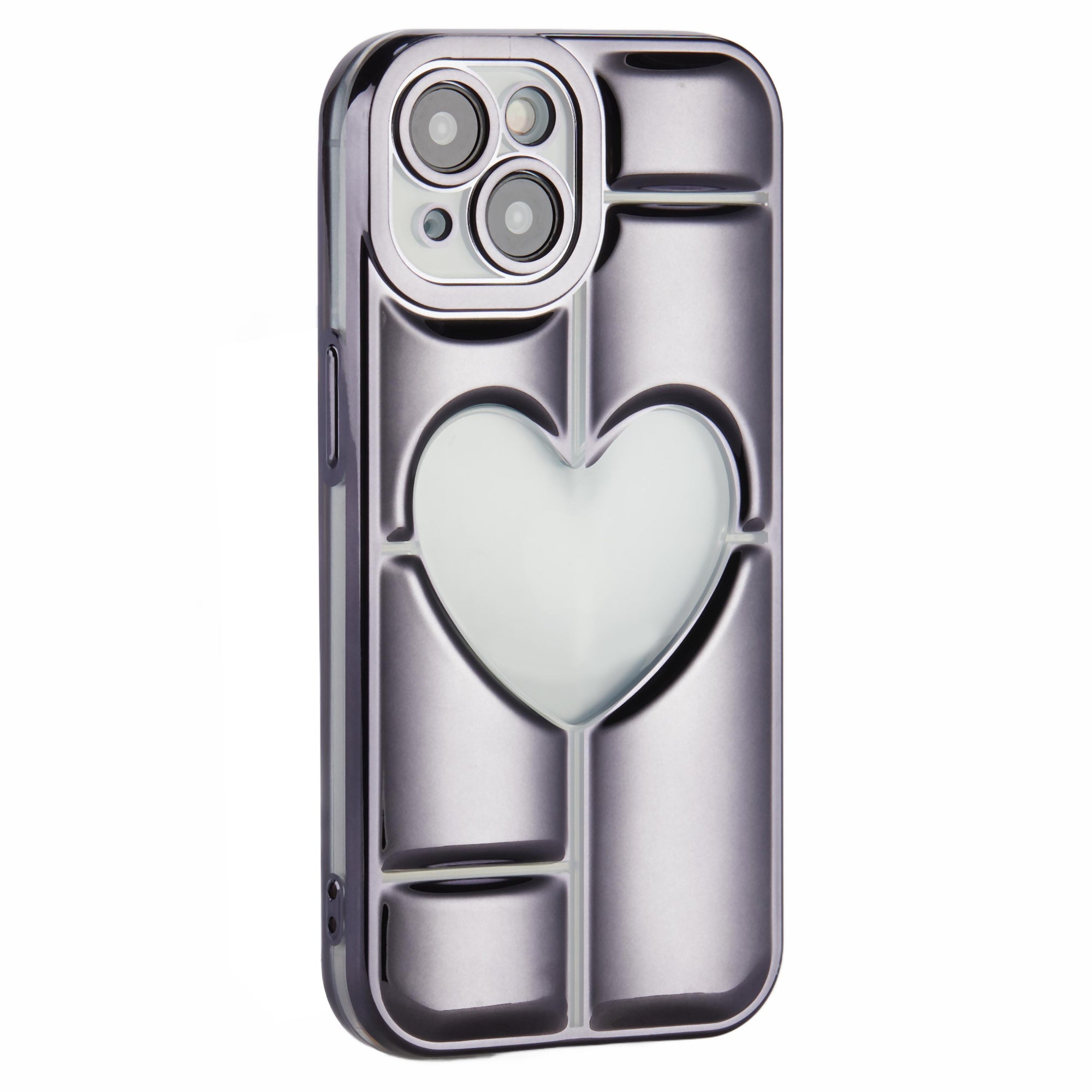 MNS Series Electroplating Case for iPhone 14 TPU Phone Cover with Clear 3D Heart - Black MNS Series Electroplating Case for iPhone 14 TPU Phone Cover with Clear 3D Heart - Black